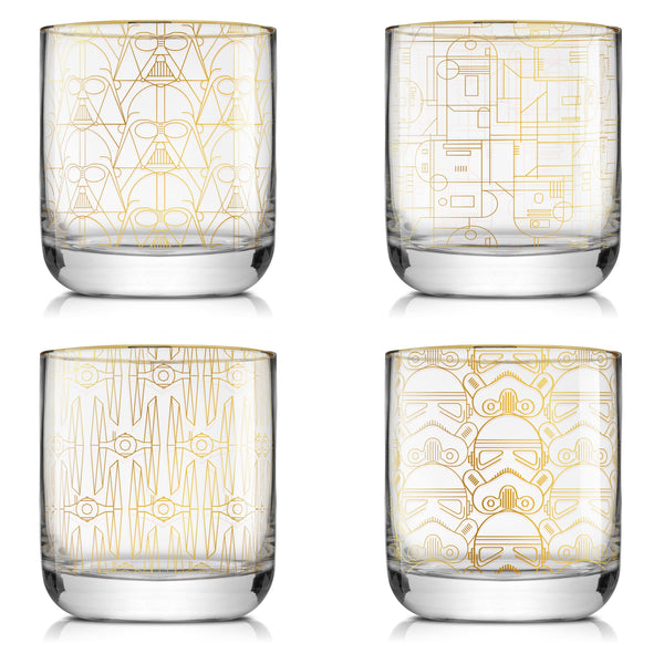 JoyJolt Star Wars Deco Double Old Fashion Drinking Glass 10 oz Set of 4